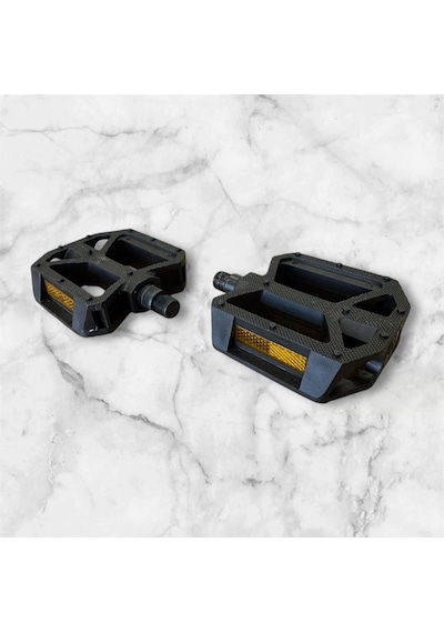 Zozo Pedal Hf-605 Mtb Reflektörlü Bisiklet Pedalı Plastik Dış Yüzey Siyah Geniş Bisiklet Pedal