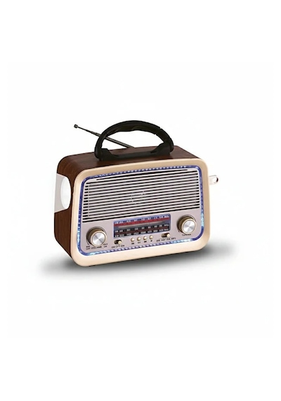 Bluetooth Nostaljik Speaker Fm/am/sw Radyo Şarj Edilebilir Aydınlatmalı Retro Hoparlör