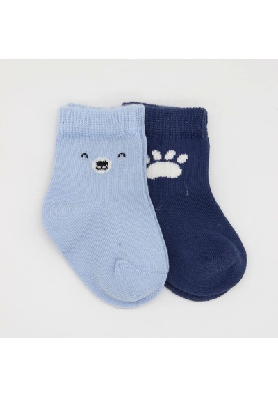 Bistyle Bear Penye Soket Çorap 2'li Bs10116 Mavi Mavi