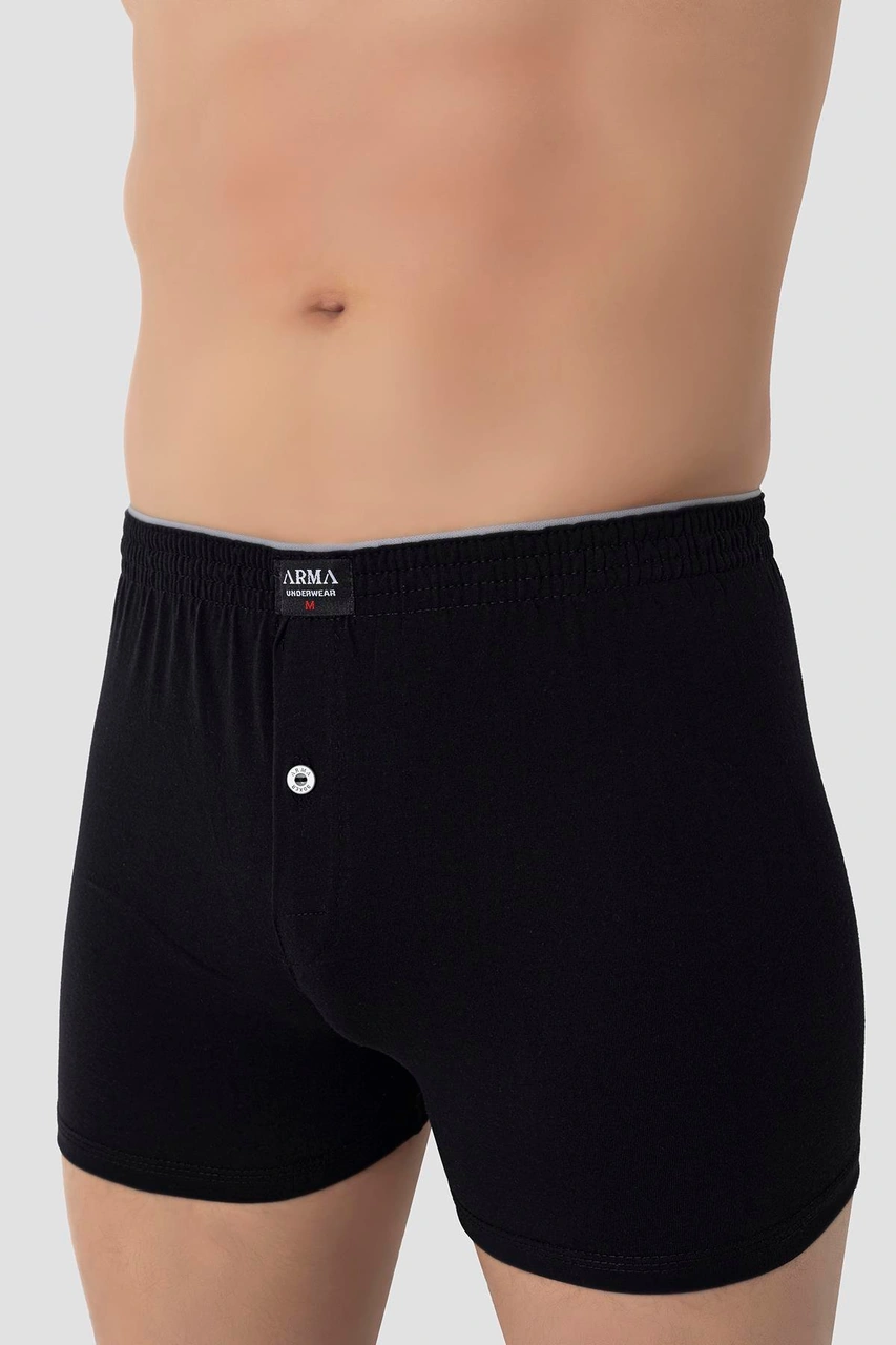 Arma Yıldız 6'lı Paket Siyah Erkek Penye Havlu Bel Boxer %100 Pamuk Siyah