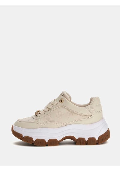Guess Berrett 4g Ve Peony Logolu Kadın Sneaker Ayakkabı Flfbrtpel12 Krem