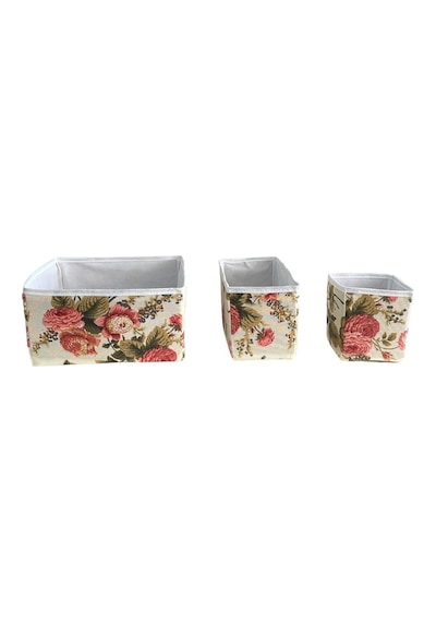 3'lü Çekmece İçi Çamaşır Düzenleyici Çocuk Odası Katlanır Saklama Kutusu Organizer Set-ingiliz Gülü Desenli