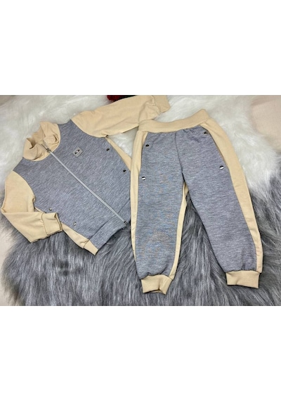 Mj Kids Kız Erkek İkili Eşofman Takımı Bej