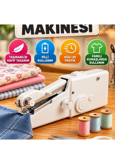 Taşınabilir Mini El Dikiş Makinesi Pilli Kullanım Ve Dikiş Aksesuarları