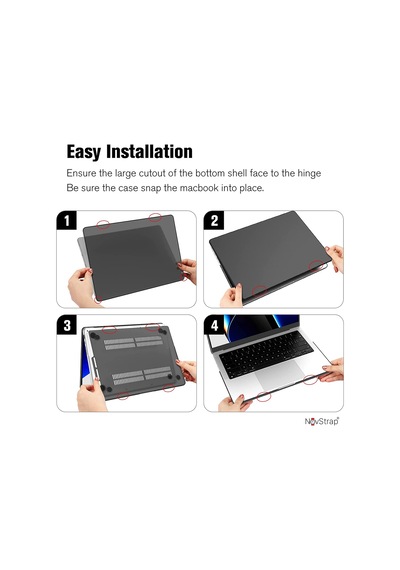Novstrap Apple Macbook Pro 14 İnç M3/m3 Pro/m3 Max A2992 A2918 İle Uyumlu Kılıf Sert Mat Buzlu Kapak Mat Siyah