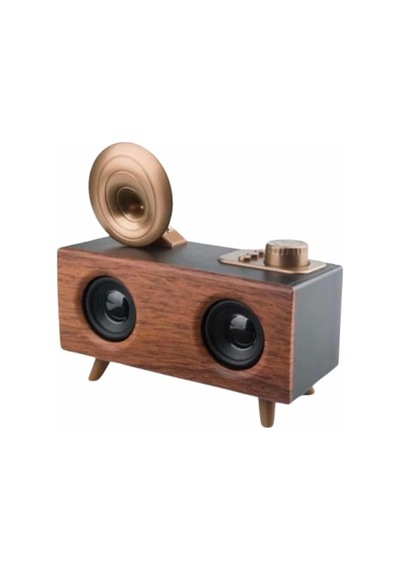 Bluetooth Nostalji Speaker Radyo Gramofon Ahşap Renk Vintage