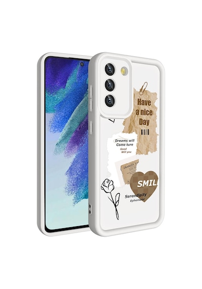 Galaxy Uyumlu S21 Fe Kılıf Kamera Korumalı Baskılı Arka Yüzey Klas Kapak - Siyah Siyah Siyah
