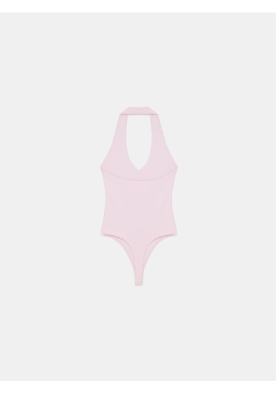 Dilvin 21231 Halter Yaka Bodysuit-toz Pembe