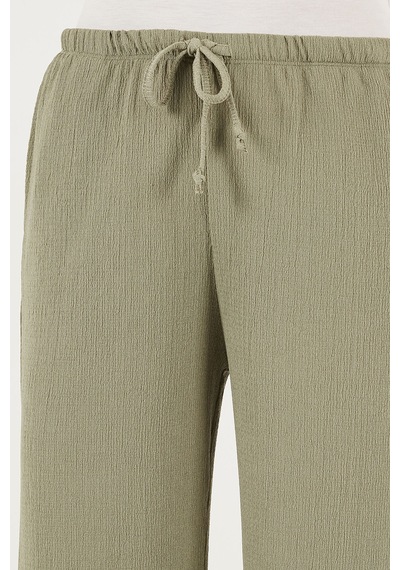 Lela Regular Fit Normal Bel Geniş Paça Bayan Pantolon 5866117 Olive