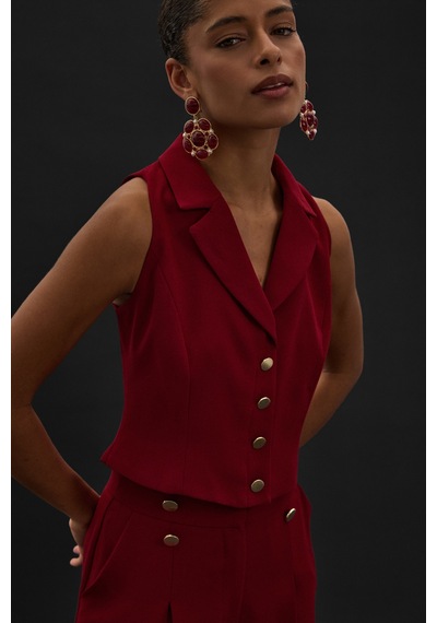 Sateen Eva Yelek - Bordo-136982 Bordo