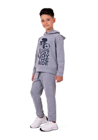 Mnk Baby & Kids Bisiklet Baskılı Kapşonlu Çocuk Eşofman Mnk0615 gri