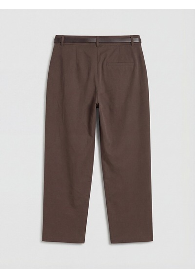 Lcwaıkıkı Classic Kahverengi Beli Kemerli Gabardin Kadın Pantolon