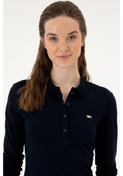 U.S. Polo Assn. Kadın Lacivert Basic Polo Yaka Sweatshırt 50313593-VR033