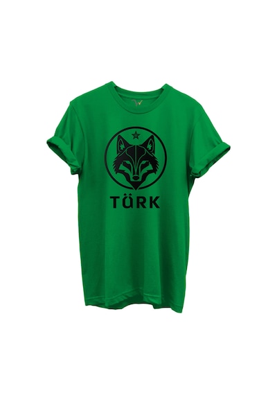 Kurt Ve Türk Özel Koleksiyon Serisi-2 Tasarım Baskılı %100 Pamuk T-shirt Yeşil