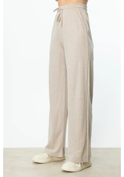 On Fashion Beli Lastikli Bol Paça Kadın Pantolon 25y.on.pnt.56308.01 Kum