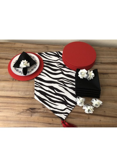 Sofra Sunum Seti Zebra Desenli Takım Çok Renkli