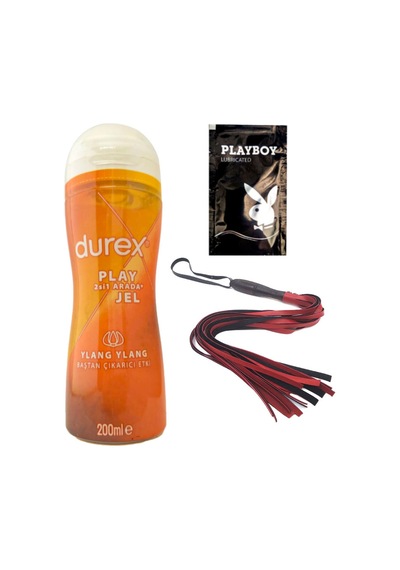 Durex Play 2si1 Arada Ylang Ylang Baştan Çıkartmaya & Kayganlaştırmaya Jel 200 Ml + Kırmızı Püsküllü Deri Kirbaç + Hediye