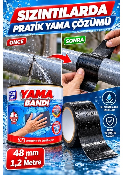 Yama Bandı 48 Mm 1,2 Metre Sızıntı Önleyici Pratik Tamir Bandı