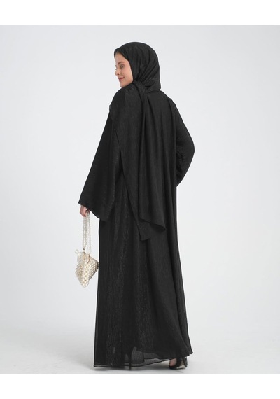 Şakika Kadın Shine Abaya Ferace & Şal - Standart Beden & Farklı Boy Siyah