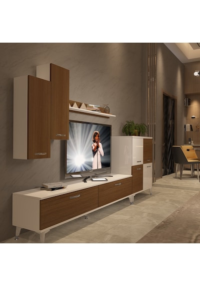 Decoraktiv Eko 6 Slm Std Silver Tv Ünitesi Tv Sehpası Beyaz - Ceviz