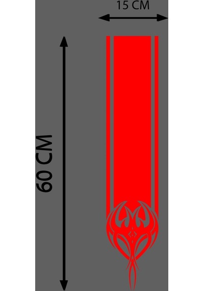 Oto Kaput Şerit Sticker Kılçık Tasarımlı Kırmızı 15 60 Cm