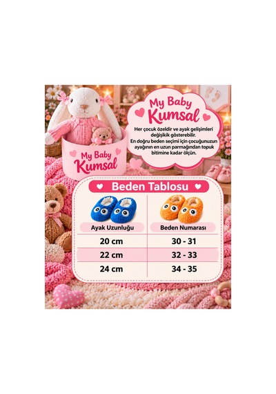 My Baby Kumsal Değişik Renk Ve Görseller İle Kaymaz Taban Çocuk Ev Patikleri. Pembe Pembe