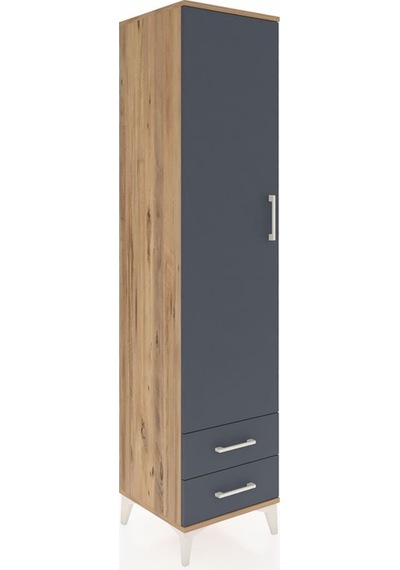 Hyperion Dolap 5 Raflı 2 Çekmeceli Tek Kapaklı 44x44x195 Çam-antrasit Atlas Çam