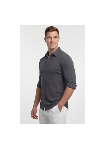 Deepsea Füme Slim Fit Örme Kumaş Likralı Erkek Gömlek Nefes Alan Esnek Ve Modern Tasarım 2602604 Deepsea Füme Slim Fit Örme Kumaş Likralı Erkek Gömlek Nefes Alan Esnek Ve Modern Tasarım 2602604