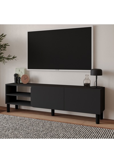 İnarch Dizayn River 150 Cm Modern Tv Sehpası Kapaklı Ve Raflı Tasarım Antrasit İnarch Dizayn River 150 Cm Modern Tv Sehpası Kapaklı Ve Raflı Tasarım Antrasit