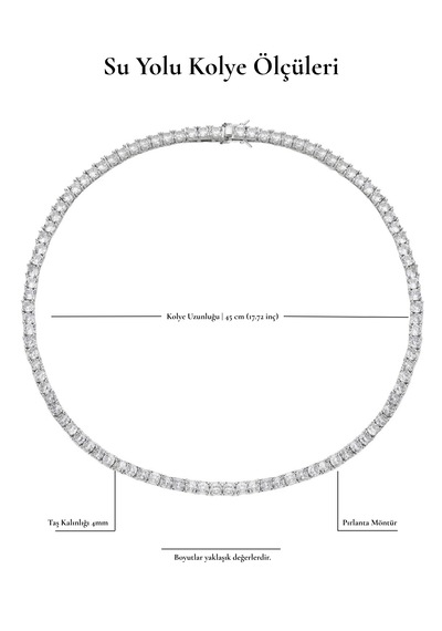 Su Yolu Kolye Döküm Pırlanta Işçiliği Dönme Yapmayan 4mm 45cm 001 - Beyaz