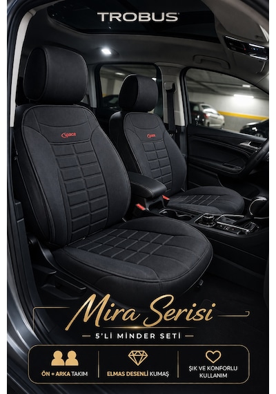 Volkswagen Golf 2003 Ve Sonrası Uyumlu Mira Serisi Siyah 5'li Oto Koltuk Minderi