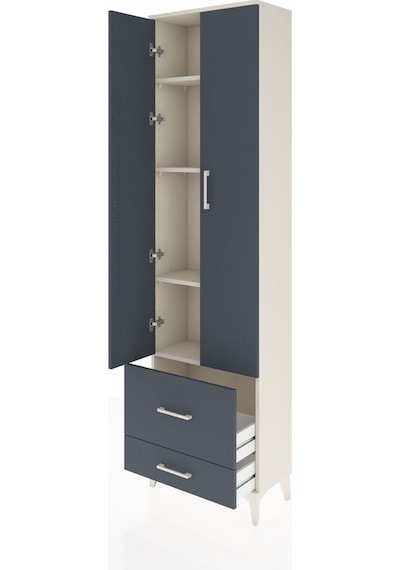 Arges Dolap 4 Raflı 2 Çekmeceli 2 Kapaklı 60x30x221 Aytaşı-antrasit Aytası