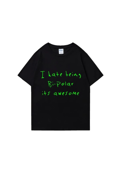 Rap Kanye West Bi-polar Olmaktan Nefret Ediyorum Bu Harika Baskı T Shirt Erkek Kadın Hip Hop Siyah