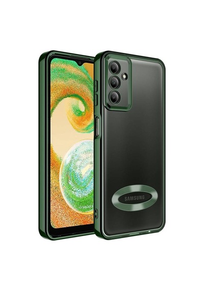 Samsung Galaxy A14 Uyumlu Kılıf Şeffaf Logo Gösteren Parlak Renkli Kenar Telefon Kılıfı Kapak