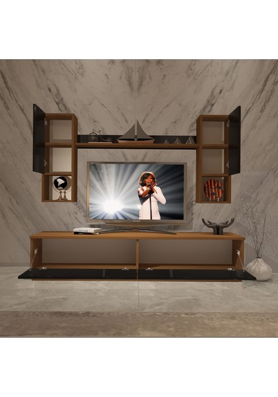 Decoraktiv Eko 5dab Mdf Std Tv Ünitesi Tv Sehpası Ceviz - Siyah