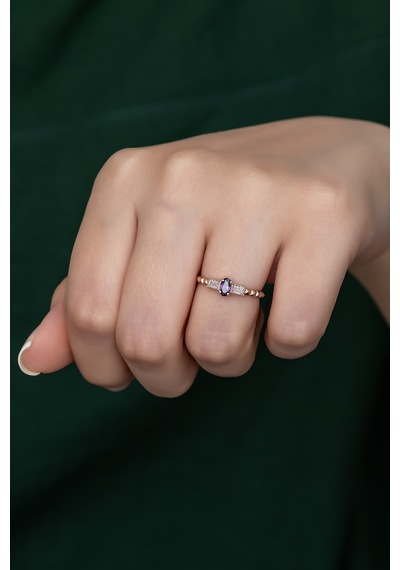Gümüş Prenses Yüzük Rose Gold Kaplama 925 Ayar Gümüş Rose Gold (511780146)