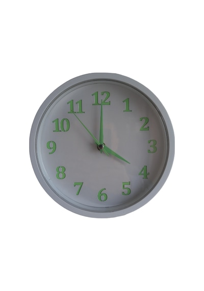 Fosforlu Gece Parlayan Beyaz Salon Mutfak Ofis Duvar Saati 22 Cm Beyaz