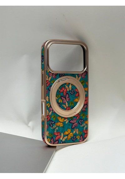 Efcase Apple iPhone Uyumlu 17 Pro Tuval Kılıf - Egzotik Lotus Desenli Sanatsal Koruyucu 1