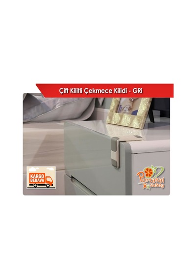 Çift Emniyetli Çekmece Kilidi - Gri Çok Renkli