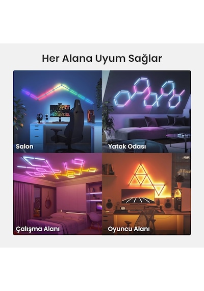 Nanoleaf Akıllı Rgbw Led Işık Şerit Genişletme Paketi App Kontrollü,3 Parça, Beyaz, Google Home, Ale RGB