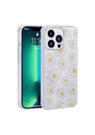 Zore İphone 13 Pro Uyumlu Simli Desenli Kamera Korumalı Parlak Nvth Popy Kılıf-pansm-ya