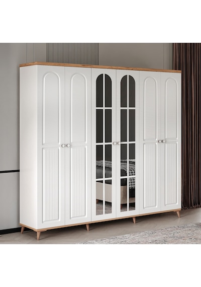 Guneystore Bohem 6 Kapaklı Aynalı Komple Mdf Gardırop