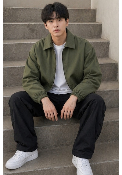 Tarz Cool Erkek Oversize Bomber Ceket Fermuarlı Basic Günlük Şık Mont Haki Tarz Cool Erkek Oversize Bomber Ceket Fermuarlı Basic Günlük Şık Mont Haki