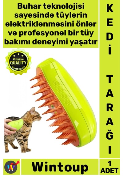 Tarak Çok Fonksiyonlu Masaj Etkili Düğüm Çözücü Parlak Tüy Bakımı Profesyonel Buharlı Kedi Tarağı