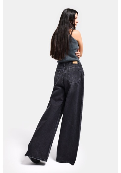 Itsbasic Kadın Füme 2s6-1 Mega Baggy Fit Kemer Detaylı Orta Bel Denim Jean