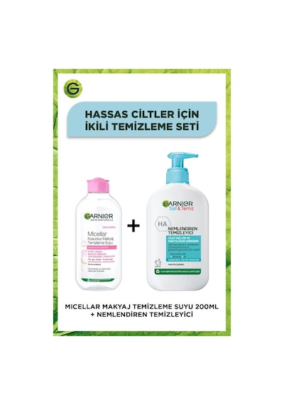 Garnier Saf & Temiz Nemlendiren Temizleyici 250 ML + Micellar Makyaj Temizleme Suyu 200 ML