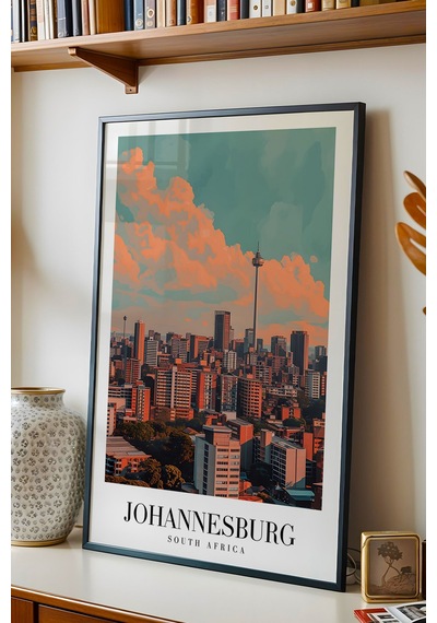 Johannesburg South Africa Vintage Seyahat Posteri Çerçeveli Tablo - Premium City Elit Duvar Dekoru Siyah Johannesburg South Africa Vintage Seyahat Posteri Çerçeveli Tablo - Premium City Elit Duvar Dekoru Siyah