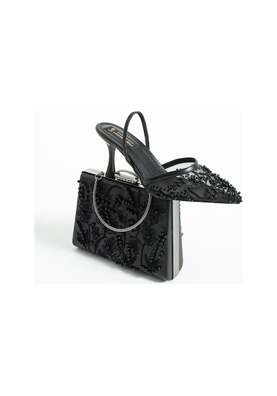 Lebibe Shoes Meggıe Siyah Ayakkabı Çanta Kombin Sivri Burun 7cm Topuklu İncili Slingback Ayakkabı Ve Çanta Seti Siyah Kombin Lebibe Shoes Meggıe Siyah Ayakkabı Çanta Kombin Sivri Burun 7cm Topuklu İncili Slingback Ayakkabı Ve Çanta Seti Siyah Kombin