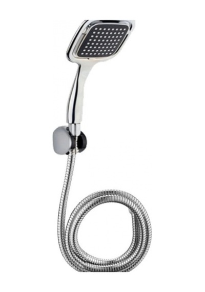 Siyah El Duşu Seti Spiral Hortum Ve Duvar Askılı Banyo Duş Başlığı Çok Renkli