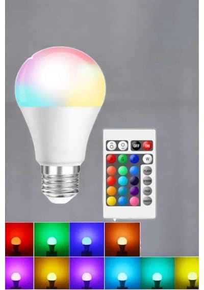 Mey İthalat Rgb Led Lamba Led Işık Ampul Renk Değiştirebilen 100 Watt Çok Renkli 82603605